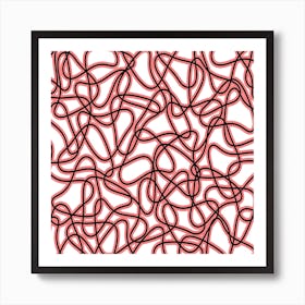 Abstract Red And Black Lines Art Print