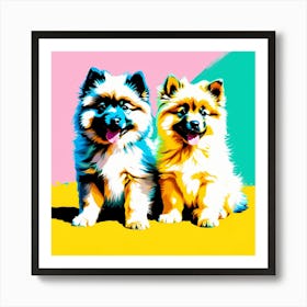 'Keeshond Pups', This Contemporary art brings POP Art and Flat Vector Art Together, Colorful Art, Animal Art, Home Decor, Kids Room Decor, Puppy Bank - 76th Art Print