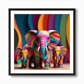 Maraclemente 3d Elephants Vibrant Colors 43 Chibi Style No Nega C053e8c5 4a9b 4bc9 909a 397c66426241 Art Print