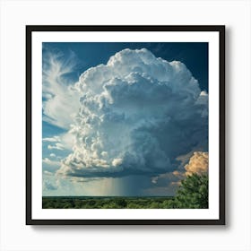 Cumulus Clouds Billowing High In An Overcast Sky Nature Landscape Bathed In Spring Air Sunlight Pi (3) Art Print