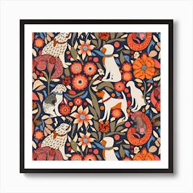 William Morris Inspired Dogs Collection Poster