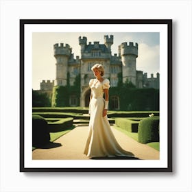 Princess Diana standing infront Castle Art Print