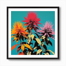 Andy Warhol Style Pop Art Flowers Bee Balm 1 Square Art Print