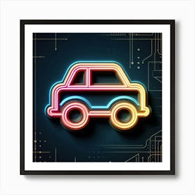 Neon Car Icon 1 Art Print