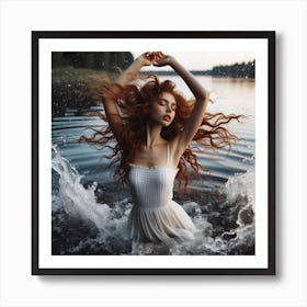 Beautiful Woman In Water Art Print