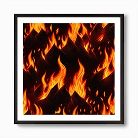 Flames On Black Background 20 Art Print