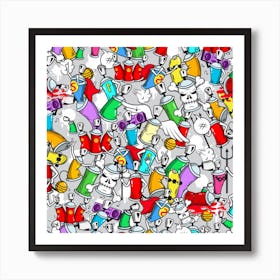 Graffity Characters Seamless Pattern Art Art Print