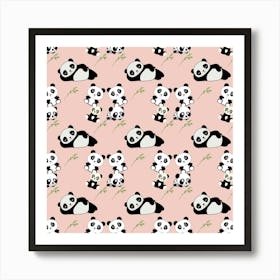 Cute Panda Animal Pattern Art Print