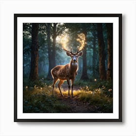 Deer In The Forest 2 Art Print