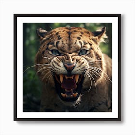 Tiger Roaring In The Forest Art Print