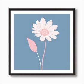 A White And Pink Flower In Minimalist Style Square Composition 16 Art Print