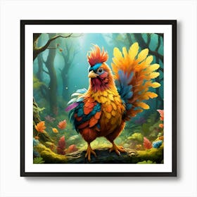 Feathered friend, Colorful Chicken #1 1 Art Print