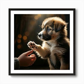 An Intimate Up Close View Of A Clever Mongrel Puppy Emerging As A Sensation Of Trust And Positive As 2 Art Print