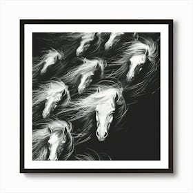 Horses In The Wind Art Print