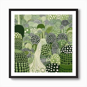 Yayoi Kusama Inspired Art Moss Green Forest Art Print Art Print