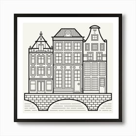 Amsterdam Canal Houses Travel Ladmark Art Print