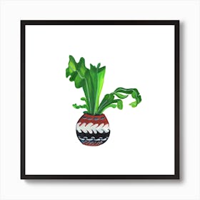 Fern In A Round Pot Square Art Print