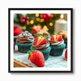 Asm Christmas Dessert With Chocolate And Strawberry Li 0b2f0c86 9ca3 47f1 9120 81b6ae366de0 Art Print