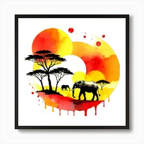 African Elephants Art Print