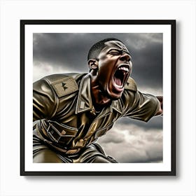 Soldier Shouts Art Print