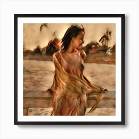 Girl On The Beach Art Print