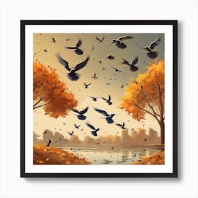 Crows In Autumn Art Print