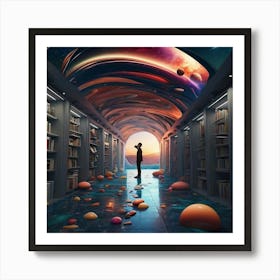 Library In Space Art Print