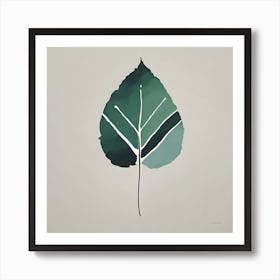 'Blue Leaf', A minimal Illustration of a leaf, pleasing home & office decor, calming tone with solid background, 1347 Art Print