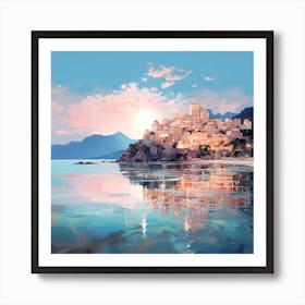 Tranquil Twilight: Abstract Pink Positano Rhapsody Art Print