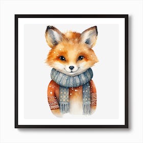 Fox In Scarf 3 Art Print
