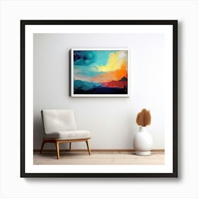 Mock Up Canvas Framed Art Gallery Wall Mounted Textured Print Abstract Landscape Portrait (7) Art Print