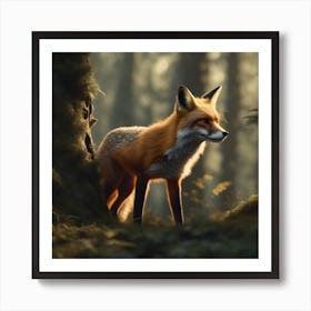 Red Fox In The Forest 52 Art Print