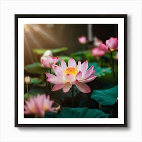 Lotus Pond Is Filled With Cloudy Milky Nectar E Art Print