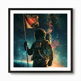 Astronaut In Space - Spread Love Art Print