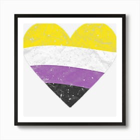 Non Binary Flag Heart Lgbt Pride Month Left Chest Art Print