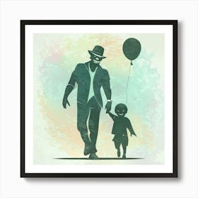 Father And Daughter Holding Balloons Art Print