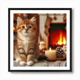 Christmas Kitten Art Print