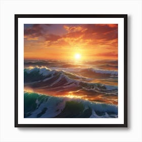 Sunset Over The Ocean Art Print