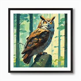 Owl In The Woods 3 Art Print