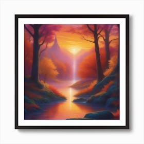 Waterfall In The Forest 2 Art Print