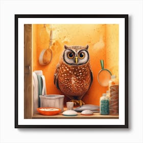 Owl In The Kitchen Art Print