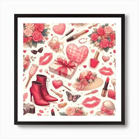 Valentine's Day, kiss pattern 2 Art Print