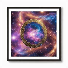 Nebula With Gold Ring Art Print