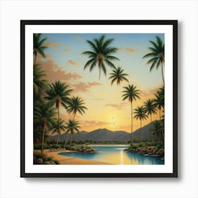 Sunset At The Beach Art Print