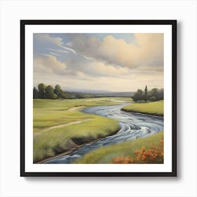 River Runs Through A Field Art Print