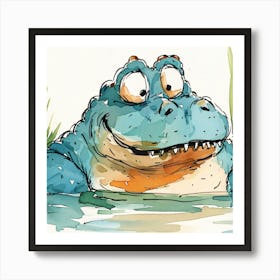 Friendly Cartoon Crocodile Art Print