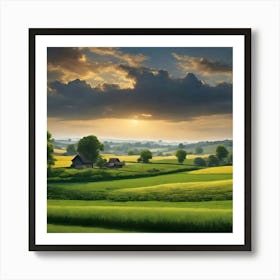 Sunset In The Countryside Art Print