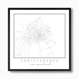 Christchurch New Zealand Street Map Art Print