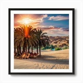 Camels In The Desert Art Print