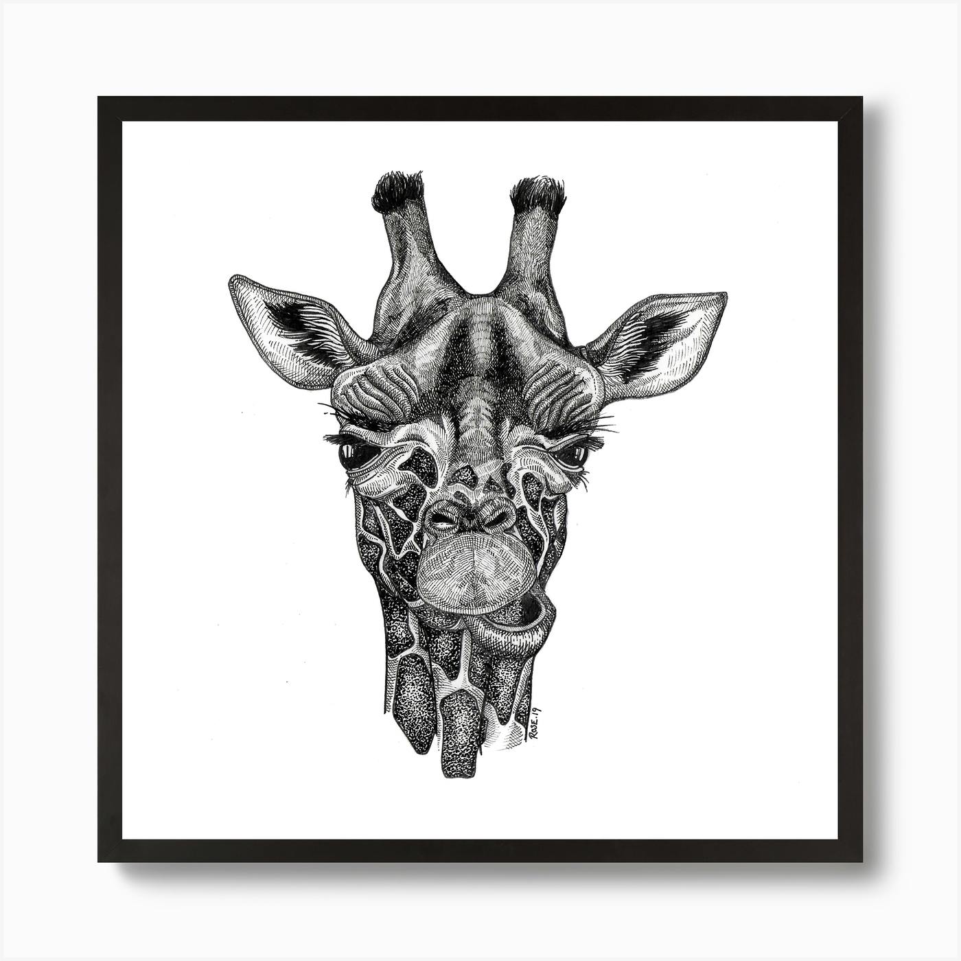 Giraffe Nursery Animal Art POTTERY BARN KIDS new framed MSRP $59 14" square 